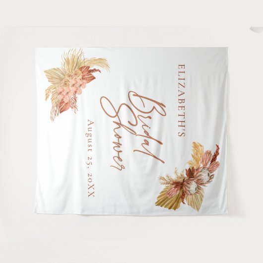 Boho Terracotta Brautparty Hintergrund Wandteppich (Vorderseite (Horizontal))