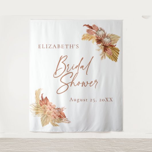 Boho Terracotta Brautparty Hintergrund Wandteppich (Vorderseite)