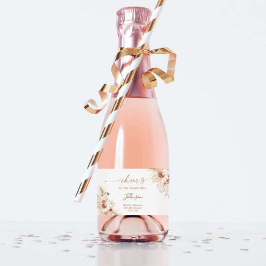 Boho Terracotta Brautparty Mini Parco Tassino Schaumweinetikett