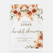 Boho Terracotta Brautparty Willkommen Acrylschild (Vorderseite)