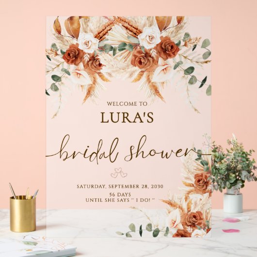Boho Terracotta Brautparty Willkommen Acrylschild (Hochzeit)