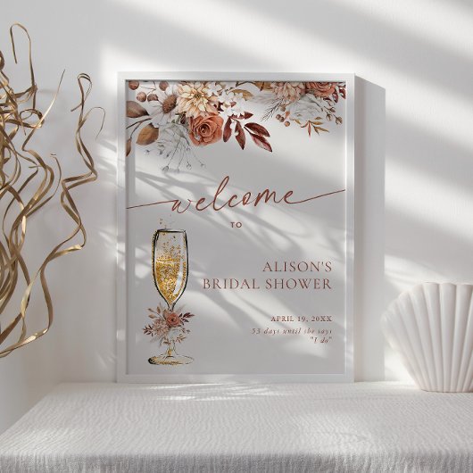 Boho Terracotta Brautparty Willkommen Poster