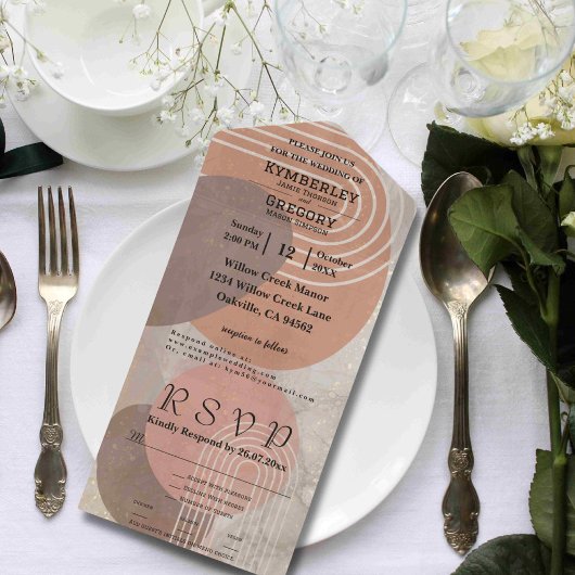 Boho Terracotta Brown Abstrakte Minimalistische We All In One Einladung