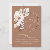 Boho Terracotta Brown Driving Floral Wreath Weddin Einladung (Vorderseite)