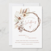 Boho Terracotta Brown Driving Floral Wreath Weddin Einladung (Vorderseite)