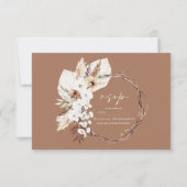 Boho Terracotta Brown Driving Floral Wreath Weddin RSVP Karte (Vorderseite)