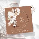 Boho Terracotta Brown Driving Floral Wreath Weddin Save The Date