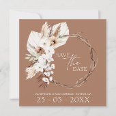 Boho Terracotta Brown Driving Floral Wreath Weddin Save The Date (Vorderseite)