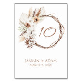 Boho Terracotta Brown Driving Floral Wreath Weddin Tischnummer (Vorderseite)