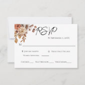 Boho Terracotta Brown Floral Entree Wedding RSVP Karte (Vorderseite)