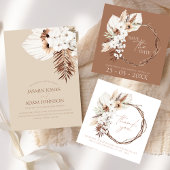 Boho Terracotta Brown Pampas Grass Floral Wedding Tischnummer