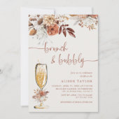 Boho Terracotta Brunch Bubbly Brautparty Einladung (Vorderseite)