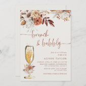Boho Terracotta Brunch Bubbly Brautparty Einladung (Vorne/Hinten)
