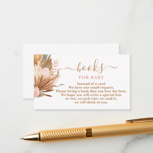 Boho Terracotta Bücher für Kinderkarte Begleitkarte (Vorderseite/Rückseite Beispiel)