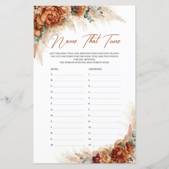 Boho terracotta burgundy Blume Name that Tune (Vorderseite)