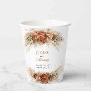 Boho terracotta burgundy blumeneucalyptus wedding pappbecher