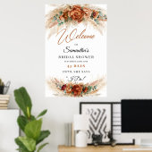 Boho terracotta burgundy floral pampes Count down Poster (Heimbüro)