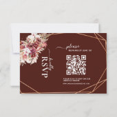 Boho Terracotta & Burgundy Floral QR Code Wedding  RSVP Karte (Rückseite)