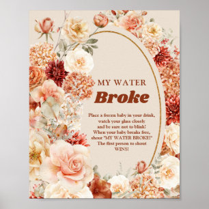 Boho terracotta burgundy rust My Water Brown game Poster