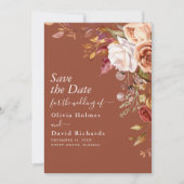 Boho Terracotta Burnt Orange Floral Wedding Save The Date (Vorderseite)