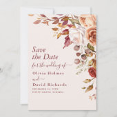 Boho Terracotta Burnt Orange Floral Wedding Save The Date (Vorderseite)
