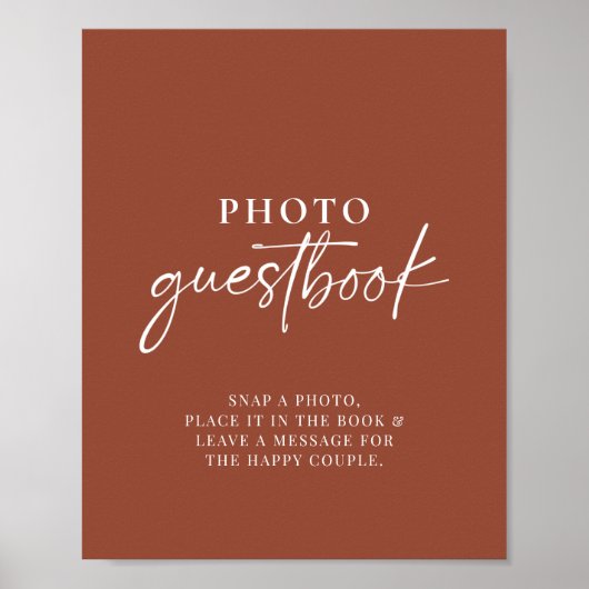 Boho Terracotta Burnt Orange Foto Guestbook Signin Poster (Vorne)