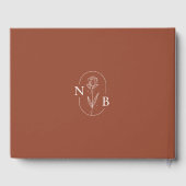 Boho Terracotta Burnt Orange Monogram Wedding Gästebuch (Rückseite)