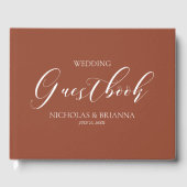 Boho Terracotta Burnt Orange Monogram Wedding Gästebuch (Vorderseite)