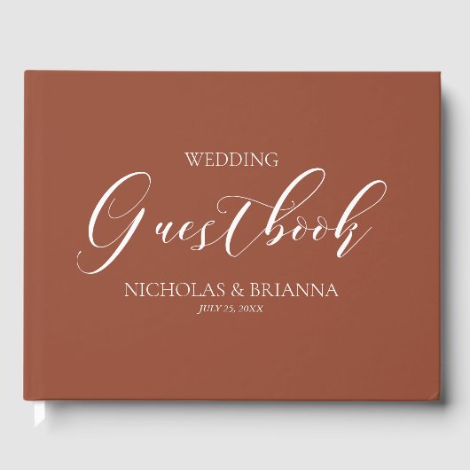 Boho Terracotta Burnt Orange Monogram Wedding Gästebuch (Vorderseite)