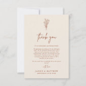 Boho Terracotta Burnt Orange Rustikale Hochzeit Dankeskarte (Vorderseite)