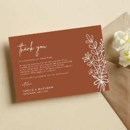 Boho Terracotta Burnt Orange Rustikale Hochzeit Dankeskarte
