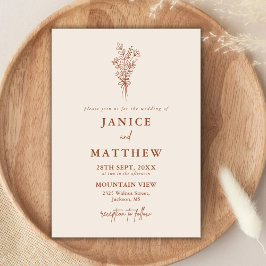 Boho Terracotta Burnt Orange Rustikale Hochzeit Einladung