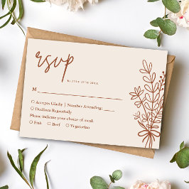 Boho Terracotta Burnt Orange Rustikale Hochzeit RSVP Karte