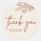 Boho Terracotta Burnt Orange Rustikale Hochzeit Runder Aufkleber (Vorderseite)