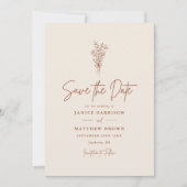 Boho Terracotta Burnt Orange Rustikale Hochzeit Save The Date (Vorderseite)