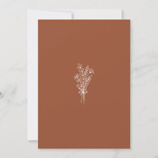 Boho Terracotta Burnt Orange Rustikale Hochzeit Save The Date (Rückseite)