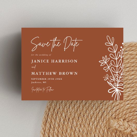 Boho Terracotta Burnt Orange Rustikale Hochzeit Save The Date