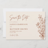 Boho Terracotta Burnt Orange Rustikale Hochzeit Save The Date (Vorderseite)