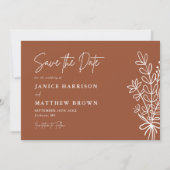 Boho Terracotta Burnt Orange Rustikale Hochzeit Save The Date (Vorderseite)