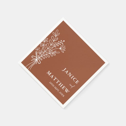 Boho Terracotta Burnt Orange Rustikale Hochzeit Serviette (Ecke)