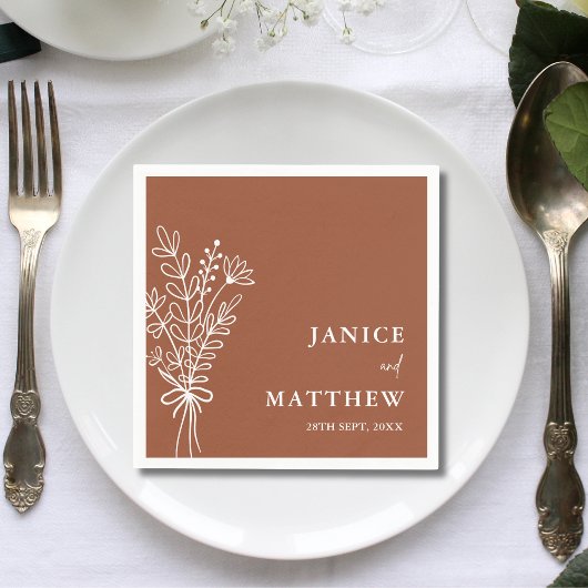 Boho Terracotta Burnt Orange Rustikale Hochzeit Serviette