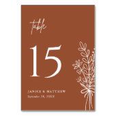 Boho Terracotta Burnt Orange Rustikale Hochzeit Tischnummer (Vorderseite)