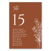 Boho Terracotta Burnt Orange Rustikale Hochzeit Tischnummer (Vorderseite)