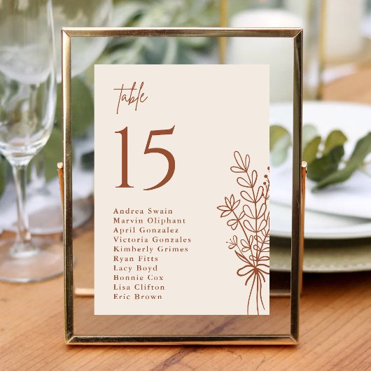 Boho Terracotta Burnt Orange Rustikale Hochzeit Tischnummer