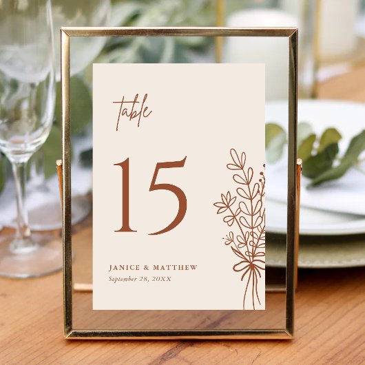 Boho Terracotta Burnt Orange Rustikale Hochzeit Tischnummer