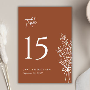 Boho Terracotta Burnt Orange Rustikale Hochzeit Tischnummer