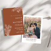 Boho Terracotta Burnt Orange Rustikales Foto Hochz Einladung