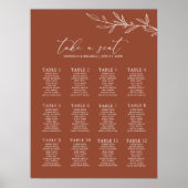 Boho Terracotta Burnt Orange Wedding Chart Poster (Vorne)