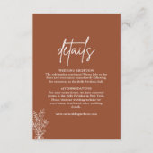 Boho Terracotta Burnt Orange Wedding Details Begleitkarte (Vorderseite)