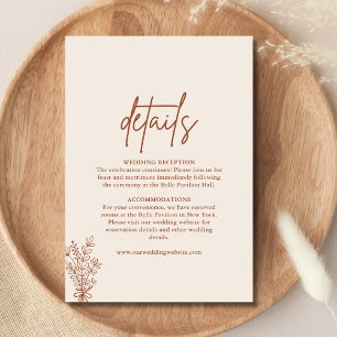 Boho Terracotta Burnt Orange Wedding Details Begleitkarte